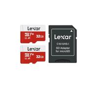 Lexar Micro SD Card 32GB 2 Pack E Series, Up to 100MB/s, microSDXC | UHS-I, U1, V10 , A1, Class10, High Speed TF Card, SD Card with Adapter