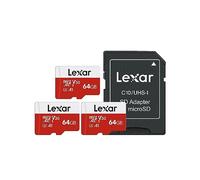 Lexar Micro SD Card 64GB 3 Pack E Series, Up to 100MB/s, microSDXC UHS-I