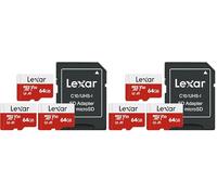 Lexar Micro SD Card 64GB 6 Pack E Series, Up to 100MB/s, microSDXC UHS-I