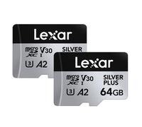 Lexar Silver Plus 64GB UHS-I V30 (205MB/s) microSDXC - Twin pack