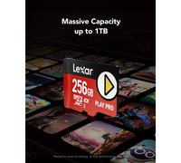Lexar PLAY PRO MicroSDXC Express Card 256GB, up to 900MB/s Read, 600MB/s Write, Gaming-Optimized, A2, 4K, High-Speed Micro SD Memory Card for Handhel