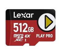 Lexar PLAY PRO MicroSDXC Express Card, 512 GB, Maximum Read 900MB/s / Write Up to 600 MB/s, Nintendo Switch, 4K Video, Drone Compatible, Waterproof, Shockproof, Genuine Japanese Product