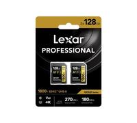 Lexar Professional 128GB 1800x SDXC 270MB/s UHS-II Gold SD Memory Card (2 pack)