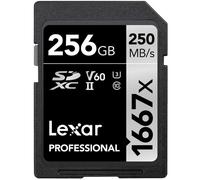 Lexar Professional 1667x SD Card 256GB, SDXC UHS-II Memory Card, Up to 250MB/s Read, 120MB/s Write, Class 10, U3, V60 SD for Professional Photographer, Videographer, Enthusiast (LSD256CB1667)