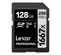 Lexar Professional 1667x SD Card 128GB, SDXC UHS-II Memory Card, Up to 250MB/s Read, 120MB/s Write, Class 10, U3, V60 SD for Professional Photographe