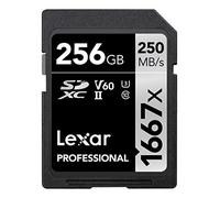 Lexar Professional 1667x SD Card 256GB, SDXC UHS-II Memory Card, Up to 250MB/s Read, 120MB/s Write, Class 10, U3, V60 SD for Professional Photographer, Videographer, Enthusiast (LSD256CB1667)