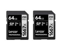 Lexar Professional 1667x SD Card 64GB 2-Pack, SDXC UHS-II Memory Card, Up to 250MB/s Read, 120MB/s Write, Class 10, U3, V60, for Professional Photographer, Videographer, Enthusiast (LSD1667064G-B2NAA)