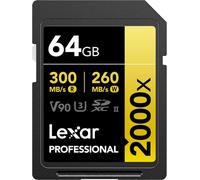 Lexar Professional 2000X 64GB SDXC UHS-II Card, up to 300Mb/S Read, for DSLR, Ci