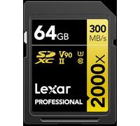 Lexar Professional 2000x 64GB SDXC UHS-II Card, Up To 300MB/s Read, for DSLR, Cinema-Quality Video Cameras (LSD2000064G-BNNNU)