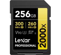 Lexar Professional 2000x SD Card 256GB, SDXC UHS-II Memory Card, Up to 300MB/s Read, 260MB/s Write, Class 10, U3, V90 SDXC Card for DSLR, Full-HD Cinema-Quality 8K Video Cameras (LSD2000256G-BNNNG)