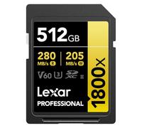 Lexar Professional 512GB 1800x SDXC 270MB/s UHS-II Gold SD Memory Card