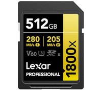 Lexar Professional 512GB 1800x SDXC 270MB/s UHS-II Gold SD Memory Card