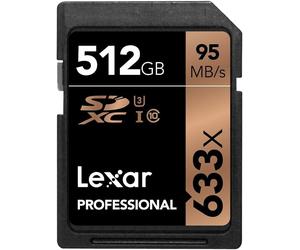 Lexar Professional 633x 512GB SDXC UHS-I Memory Card Up to 95MB/s (LSD512CBEU633)
