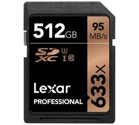 Lexar Professional 633x SD Card 512GB, SDXC UHS-I Card, Up To 95MB/s Read, for Mid-Range DSLR, HD Camcorder, 3D Cameras (LSD512CBEU633)