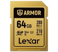 Lexar ARMOR 64GB SDXC Pro Gold Stainless Steel UHS-II V60 IP68 280MB/s Card