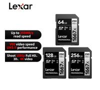 Lexar Professional SD Card 1667x 64GB 128GB 256GB SDXC UHS-II V60 Class 10 Memory Card up to 250MB/s 4K SD Card for DSLR camera