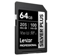 Lexar Professional Silver Plus 64GB SDXC UHS-I Memory Card, U3, V30