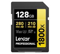 Lexar SDXC Professional 128GB 1800x UHS-II GOLD series, Class 10, U3, V60, for 4K video recording, black