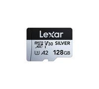 Lexar Silver 128GB Micro SD Card, MicroSDXC TF Card up to 205MB/s Reading, 100MB/s Write Micro SD+ Memory Card Adapter, A2, U3, Class 10, V30, Full HD and 4K UHD Video