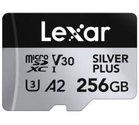 Lexar Silver Plus 256GB Micro SD Card up to 205 MB/s, MicroSDXC UHS-I Flash Memory Card with Adapter, C10, U3, A2, V30, Full HD, 4K UHD, High Speed TF Card for Drone, Action Camera, Handheld Consoles