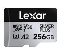 Lexar Silver Plus 256GB Micro SD Card up to 205 MB/s, MicroSDXC UHS-I Flash Memory Card with Adapter, C10, U3, A2, V30, Full HD, 4K UHD, High Speed TF