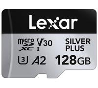 Lexar Silver Plus Micro SD Memory Card+ Adapter, MicroSDXC TF Card up to 205MB/s, A2, U3, Class 10, V30, Full HD and 4K UHD for Camera, Telephone, Switch (Silver Plus, 128GB)