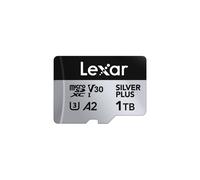 Lexar Silver Plus Micro SD Card 1TB, Up to 205 MB/s Read Speed, 150 MB/s Write Speed, Memory Card Micro SD with SD Adapter, UHS-I, A2, U3, V30, Class 10, 4K UHD microSDXC