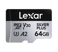 Silver Plus 64GB Micro SD Card up to 205 MB/s, MicroSDXC UHS-I Flash Memory Card with Adapter, C10, U3, A2, V30, Full HD, 4K UHD, High Speed TF Card