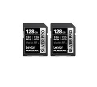 Lexar SILVER PRO SD Card 2x128GB UHS-II SDXC | V60, U3, C10, Up to 280MB/s Read/120MB/s Write, For DSLR/Camera/Professional Photographer/Videographer, LSDSIPR128G-B2NAA
