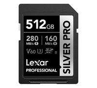Lexar SILVER PRO SD Card 512GB, UHS-II SD Memory Card, V60, U3, C10, Up to 280MB/s Read, 160MB/s Write, SDXC Card for DSLR/Camera/Professional Photographer/Videographer/Enthusiast (LSDSIPR512G-BNNAA)