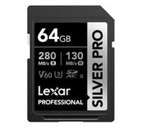 Lexar Silver Pro SD Card 64GB, UHS-II Memory Card, V60, U3, C10, SDXC Card, Up