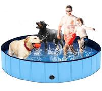 Lexda Foldable Dog Pool, 79'' Hard Plastic Shell Dog Swimming Pools for Large Dogs, Collapsible Plastic Pet Pool, Portable Bathing Tub for Dogs (79x12in, Blue)