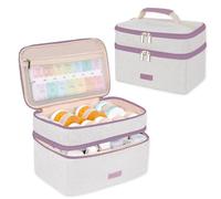 Lexeeco Medicine Bag for Traveling, Dual Layers Medicine Pill Organizer Medication Pill Bottle Storage with Lockable Zipper, Medical Supplies First Aid Kit,Home Storage for Pills, Vitamins (Purple)