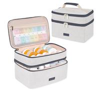 Lexeeco Medicine Bag for Traveling, Dual Layers Medicine Pill Organizer Medication Pill Bottle Storage with Lockable Zipper, Medical Supplies First Aid Kit,Home Storage for Pills, Vitamins(Dark Grey)