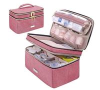 Lexeeco Medicine Storage Bag Pill Bottle Organizer with Portable Small Pouch Travel Medication Bottle Organizer for Emergency Home First Aid Box Kit (Red)