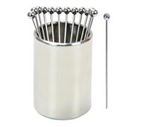 Lexenic Metal Cocktail Picks 12Pack+Holder Kit,Premium 304 Stainless Steel Reusable Appetizer Skewers Set for Sandwiches, BBQ Snacks, Cocktails. (4.3 inch)