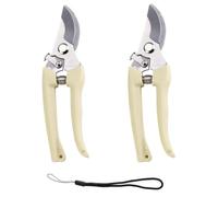 LEXETER 2Pcs Garden Secateurs, Secateurs & Pruning Scissors with Safety Locking Device, Bypass Pruners for Gardening Plants Flowers Fruits Branches, Ivory White