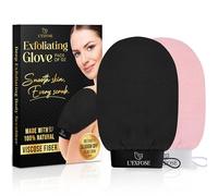 L'Exfose Kessa Hammam Deep Exfoliating Glove for Shower - Korean Exfoliating Mitt Body Scrubber Ideal for Dead Skin Remover, Keratosis Pilaris & Self-Tanning (Pink & Black)
