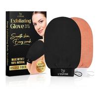 L'Exfose Moroccan Kessa Exfoliating Glove 2pc - Korean Exfoliating Mitt for Body Ideal for Dead Skin Remover, Keratosis Pilaris & Self-Tanning to Improve Skin Tone Made with 100% Natural Viscose