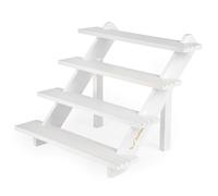 LEXFUNN Wooden Jewellery Display Rack Stand Earring Stall Stand Organizer Shelf 3/4 Tier (4 Tier - White)