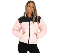Lexi Fashion Ladies Womens Puffer Bubble Quilted Padded Long Sleeve Short Two Tone Winter Warm Bomber Drawstring Thick Duvet Down Jacket Coat Pink UK Size XL/14