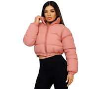 Lexi Fashion Women Ladies Solid Front Zipper Cropped Padded Warm Outerwear Windproof Weather Resistant Casual Puffer Jacket Baby Pink UK Size S/08