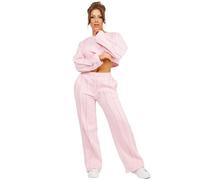 Lexi Fashion Women's Fleeced Seam Detail Joggers And Cropped Long Sleeve Sweatshirt Tracksuit Loungewear Set