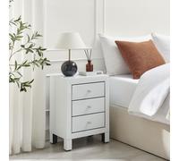 Lexi Mirrored Bedside Table with 3 Drawers - White / Large