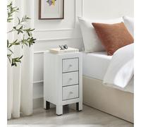 Lexi Mirrored Bedside Table with 3 Drawers - White / Small