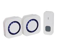 Lexi Twin Wireless Doorbell IP65 Waterproof Wall Plug-in Cordless Door Chime Kit with 300m Range 55 Chimes, 5-Level Volume & Blue Light Best for Plug in Door Entry Bell