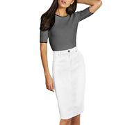 Lexi Women's Super Comfy Stretch Denim Skirt, sk19411-white, 24 Plus