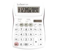LEXIBOOK - 10 Digit Desktop Calculator with Folding Display - Basic and Memory Function - Large Keys and Screen for Office, School, Home - Solar & Batteries - White/Gray - C210LXB