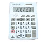 Lexibook, 12 Digit Desktop Calculator with LCD Screen, 8 Functions, Large Keys, Solar & Batteries, White/Grey, C129