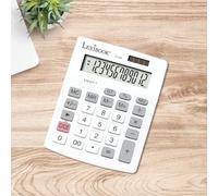 LEXIBOOK - 12 Digit Desktop Calculator with LCD Screen - 8 Functions - Large Keys - Solar & Batteries - White/Grey - C129LXB